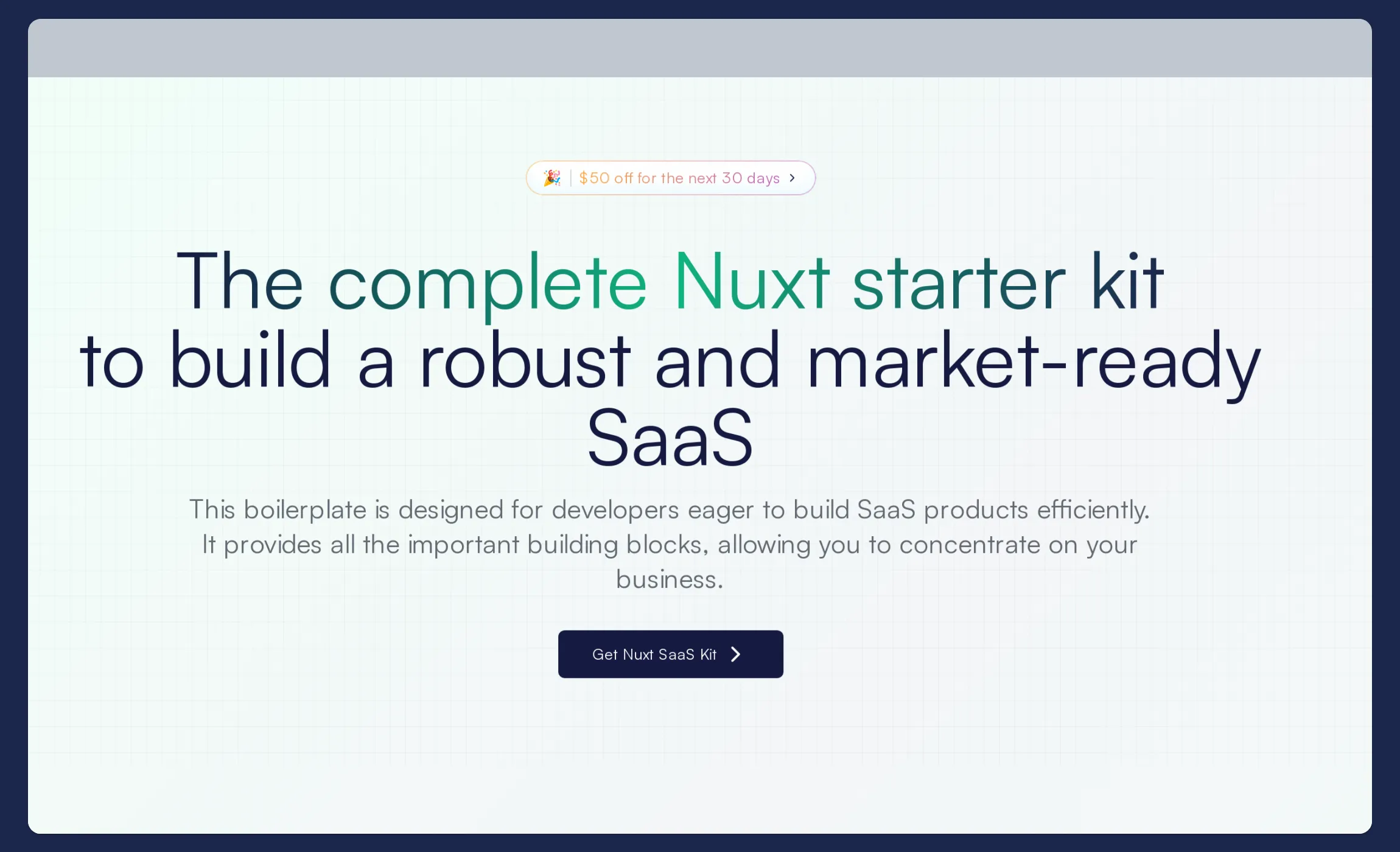 Nuxt SaaS Kit hero section screenshot